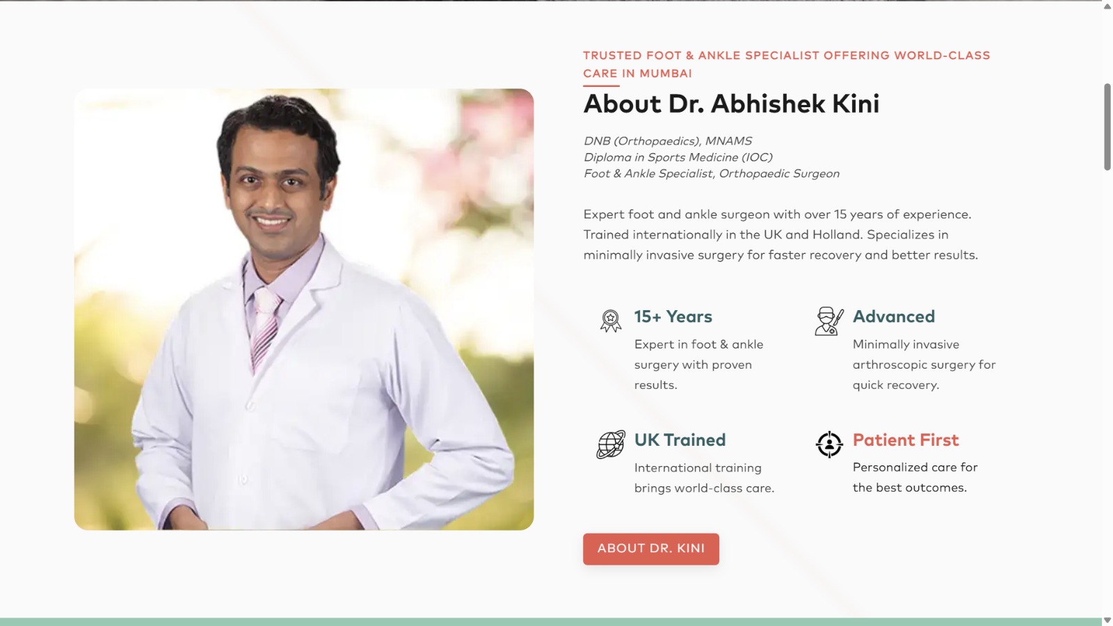 The Foot Ark Clinic site for a Mumbai foot and ankle specialist